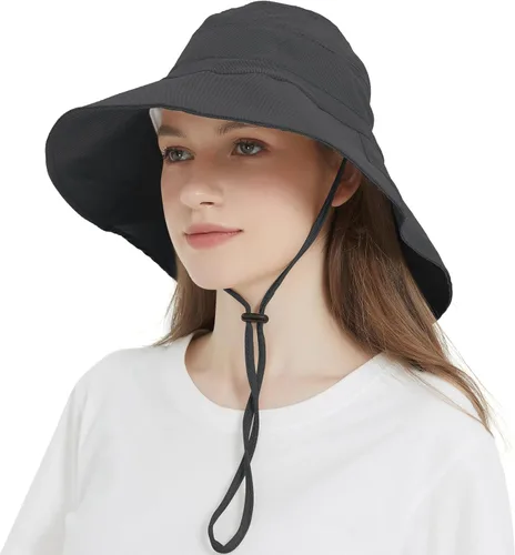 Vista 11 de Women's Cotton Sun Hat with Neck Flap, UV Protection Wide Brim Outdoor Hat Caqui