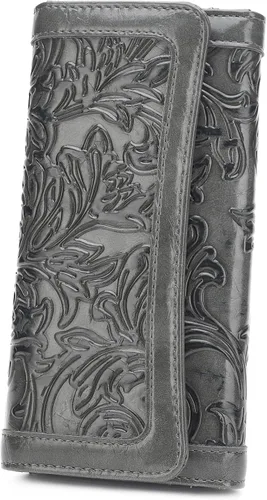 Vista 11 de MEITRUE Cartera de cuero para mujer, con bloqueo RFID, triple pliegue, con relieve, soporte para tarjetas, organizador de chequera para teléfono