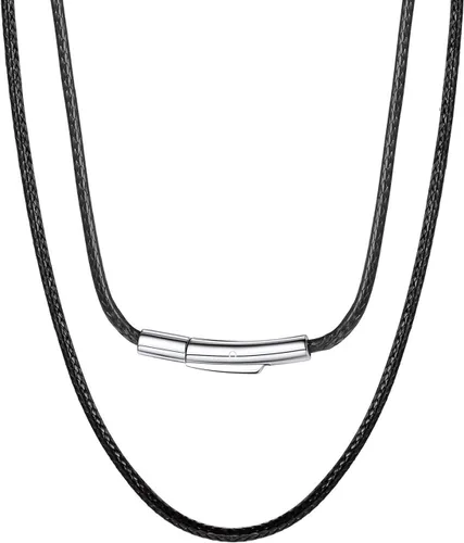 Vista 8 de ChainsPro Leather Necklace Cord for Men,Braided Wax Rope Chain for Pendants Negro