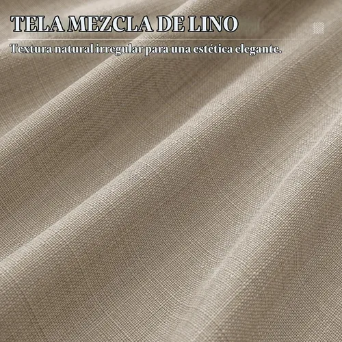 Vista 4 de Cortinas de Lino Taupe de 96 Pulgadas de Largo para Sala de Estar con Ojales de Bronce Estilo Rústico de Granja Semi Transparentes con Filtrado
