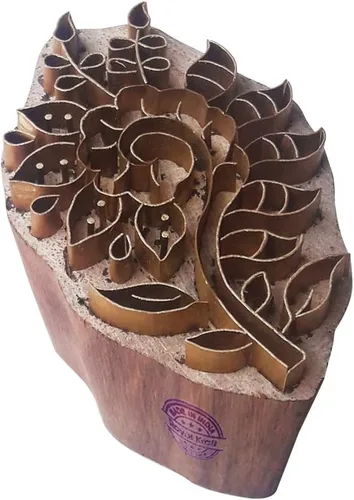 Vista 10 de Sello de Arcilla de Madera con Patrón de Loto de Latón para Impresión Rural BSCtag001