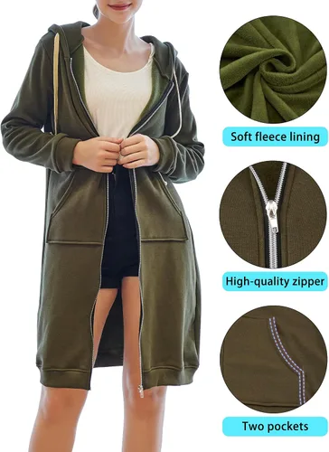 Vista 4 de Ablanczoom Hoodies for Women Long Sweatshirts Comfortable Full Zip Up Hoodie Womens Fashion Fleece Sweatshirt with Pockets