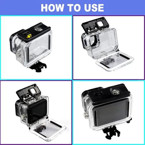 Vista 5 de Carcasa impermeable para GoPro Hero11 10 9 Max Lens Mod, carcasa protectora de buceo subacuático 40M con accesorios de soporte