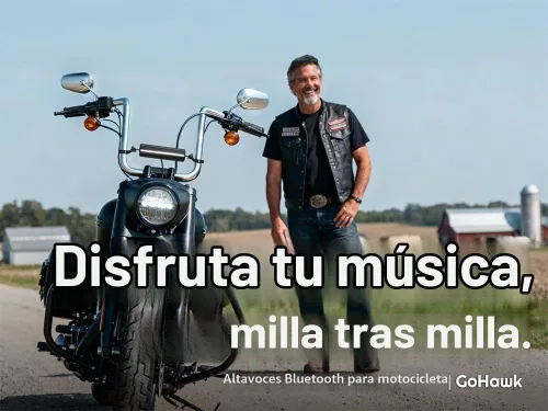 Vista 5 de GoHawk Altavoces Bluetooth para motocicleta impermeables con luz LED RE8 Negro