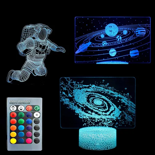 Vista 10 de 3D ilusión noche luz fútbol fútbol tres patrón 16 cambio de color lámpara de ilusión deportes lámpara de luz nocturna para niños niños