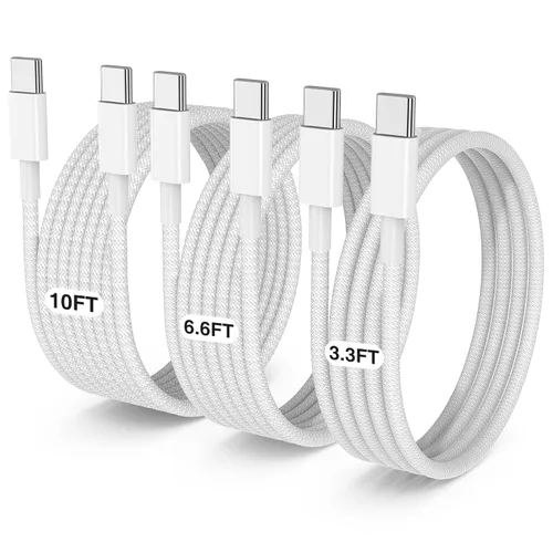 Vista 14 de LOFPYE Paquete de 3 cables USB C a USB C de 1 pie y 60 W, cable de carga rápida tipo C para iPhone Air 17 16e 16 15 Pro Plus Pro Max, para Galaxy