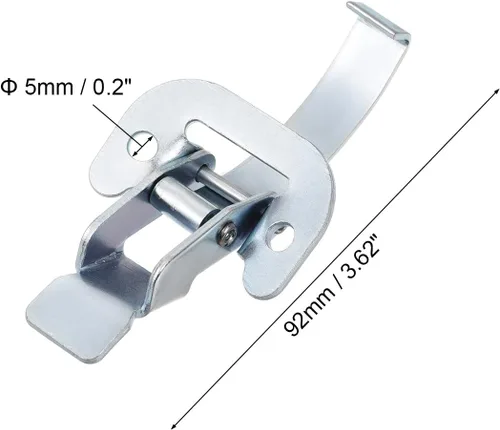 Vista 2 de uxcell Pestillo de palanca galvanizado de 3.62 pulgadas con gancho de acero para resorte - 3 piezas