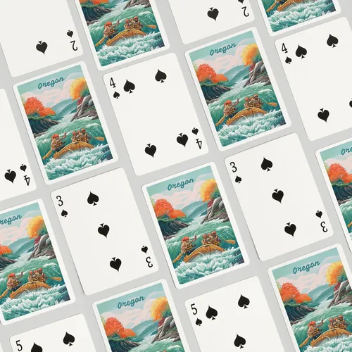 Vista 4 de Lantern Press Oregon, Seek Adventure, River Rafting, Fall, 52 Playing Cards for Adults, Poker Size Card Deck