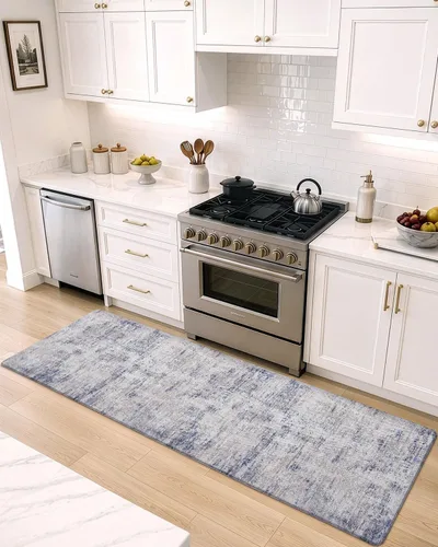Vista 2 de DEXI Alfombrillas de cocina acolchadas antifatiga 23 x 86 pulgadas, color Azul