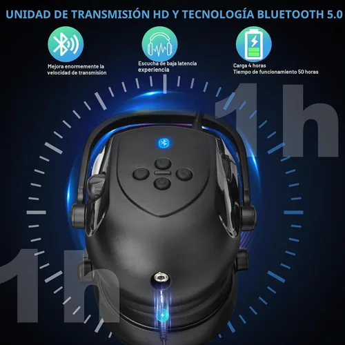 Vista 2 de BJKing Orejeras para casco duro con Bluetooth, NRR 28dB, orejeras ajustables montadas en la tapa, orejeras acoplables para casco
