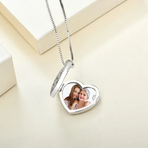 Vista 5 de YL Collar con medallón de cruz de plata de ley con colgante de corazón y piedras preciosas de filigrana