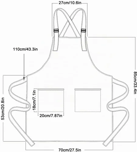 Vista 2 de Vegetable Apron,with 2 Pockets and Adjustable Shoulder Straps 33.4x27.5 In Azul