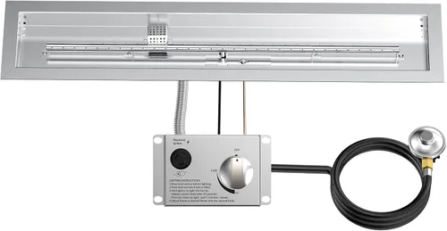Vista 10 de Kit de quemador empotrable de hoguera Skyflame de acero inoxidable redondo de 19" con detección de llama, encendido electrónico por chispa, conjunto