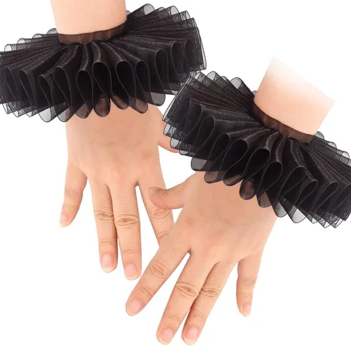 Vista 45 de GRACEART Elizabethan Dickens Ruff Cuello Payaso Collar Elizabeth Muñeca Ruffs Ruffle Cuff Bandas