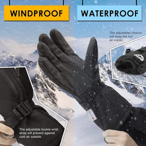 Vista 4 de Guantes impermeables para esquínieve de invierno cálidos 3M Thinsulate Snowboard Snowmobile Guantes para clima frío