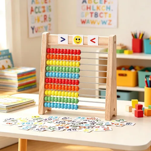 Vista 2 de Ábaco de madera para niños, marco de conteo Montessori de 100 cuentas para matemáticas