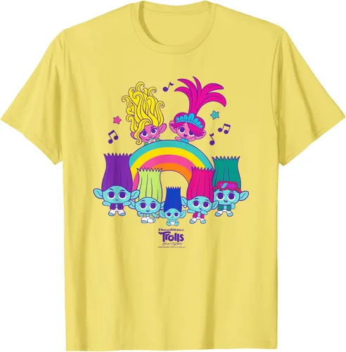 Vista 25 de Camiseta DreamWorks Trolls Band Together BroZone Poppy Viva Rainbow Negro