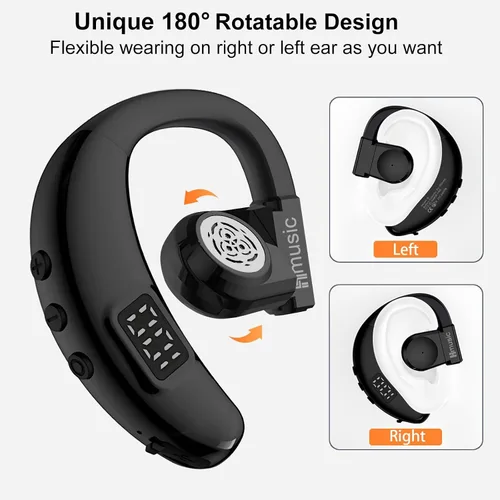 Vista 3 de Hmusic Auricular Bluetooth I6 – Auriculares de una sola oreja con micrófono