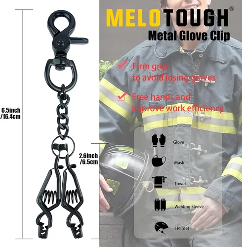 Vista 4 de MELOTOUGH Clips de Guante de Metal de Servicio Pesado Clips de Guantes para Trabajo Portadores de Guantes Clip de Guante de Seguridad con 2 Pinzas