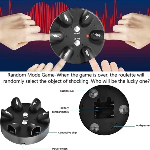 Vista 4 de OUKEYI Polígrafo de choque eléctrico actualizado, juego de choque de dedo, ruleta impactante, juego de verdad o desafío, consolas analizadoras