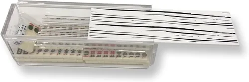 Vista 3 de Ready Covers Lucite Mahjong - Juego de azulejos, soportes y caja de almacenamiento de acrílico incluidos (cubierta de mármol blanco transparente)