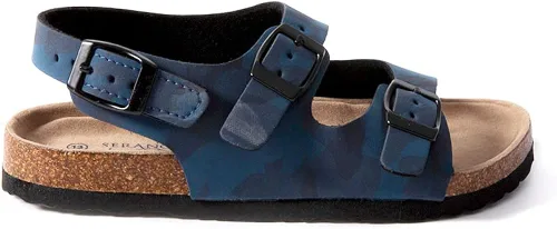Vista 5 de Seranoma JR Madagascar Sandalias deslizantes para niños, cómodas sandalias con plantilla de corcho y hebillas ajustables, plataforma antideslizante