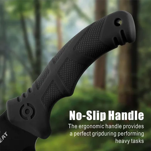 Vista 4 de REAT Machete con sierra, machete resistente de 16 pulgadas con funda, cuchillo de jardinería de doble propósito para cortar y aserrar, mango