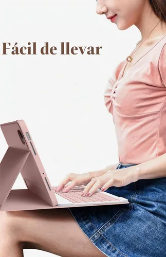 Vista 5 de Funda de teclado compatible con iPad de 9ª, 8ª y 7ª generación de 10.2 pulgadas, iPad Air de 3ª generación, iPad Pro de 10.5 pulgadas, teclas