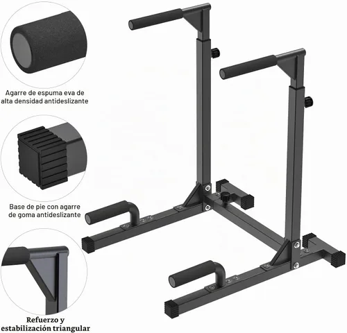 Vista 3 de SELEWARE Adjustable Dip Bar Station, Home Gym Dip Stand