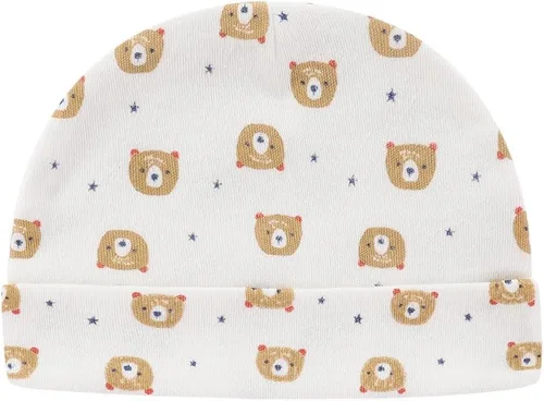 Vista 5 de MAMIMAKA Conjunto de gorro y manoplas para bebé recién nacido, gorras para bebés, niños y niñas de 0 a 6 meses, 100% algodón Oso/Marrón/Beige Hpgm34