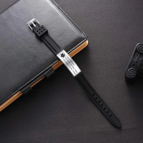 Vista 6 de Lam Hub Fong Pulseras de identificación médica ajustables para mujeres y hombres, pulseras deportivas de silicona personalizadas para niños y niñas