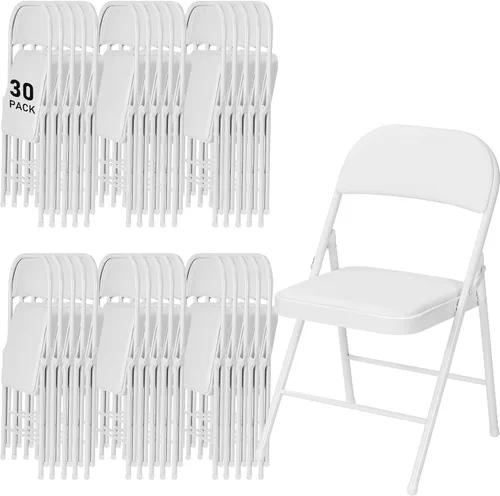 Vista 14 de SEALAMB Paquete de 4 sillas plegables con asiento cómodo, marco de metal resistente, sillas apilables portátiles para bodas, fiestas, oficina