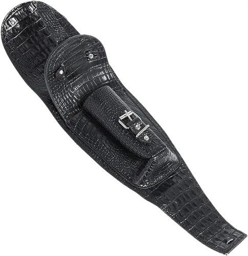 Vista 2 de Bolsa de tanque de combustible de cuero sintético para motocicleta, bolsa central de consola de salpicadero, bolsa negra para modelos Harley