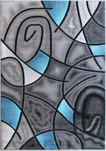 Vista 21 de Masada Rugs, Alfombra moderna y contemporánea, azul, gris y negro (2 pies x 3 pies)