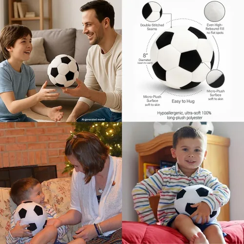 Vista 8 de Pelota de fútbol Tplay para niño de peluche: almohada rellena suave, regalo para decoración de habitación de 8 a 12 años, 8 pulgadas