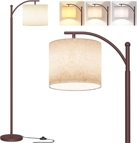 Vista 16 de SUNMORY Lámpara de pie de arco, lámpara de pie moderna con bombilla de 9W y 3 temperaturas de color, lámparas de pie de metal con pantalla colgante