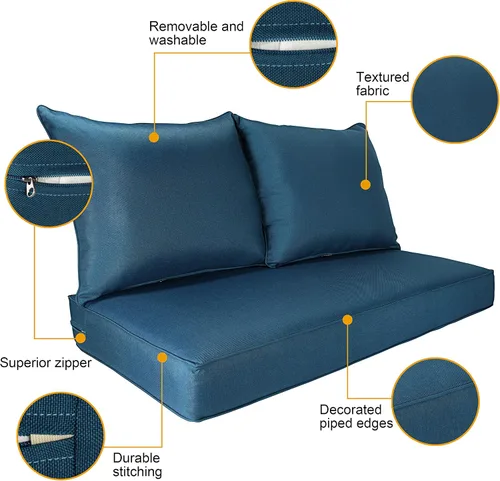 Vista 4 de Cojines para muebles de patio, cómodos cojines de asiento profundo para interiores y exteriores, olefina, gris profundo