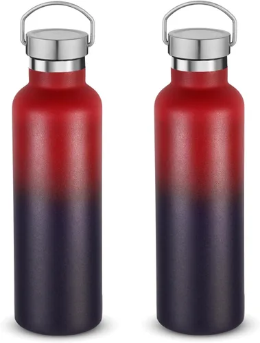 Vista 46 de Volhoply 24 onzas Botella de agua aislada con boca estándar con tapa de combinación de plástico y acero inoxidable, botellas de agua de 304 18/8