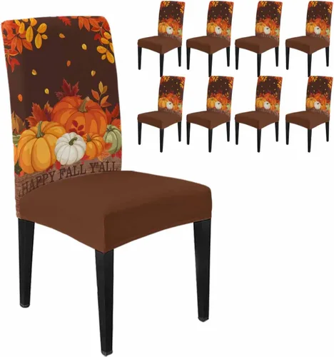 Vista 37 de Savannan - Juego de 4 fundas para sillas de árbol de Navidad, bolas de copos de nieve de color rojo invierno, fundas elásticas para sillas Parsons