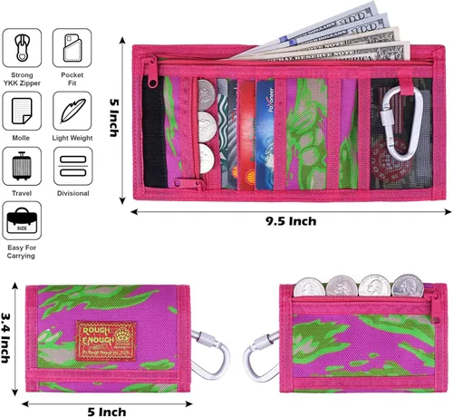 Vista 4 de Rough Enough - Carteras para niños y niñas, llavero de camuflaje triple pliegue