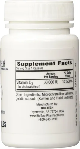 Vista 2 de BioTech Pharmacal D3-50 (50.000 UI) - 100 cápsulas (FFP)