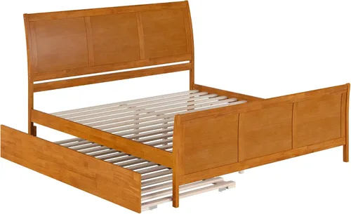 Vista 27 de AFI, Portland - Cama de plataforma matrimonial con estribo a juego con cama nido individual, color espresso