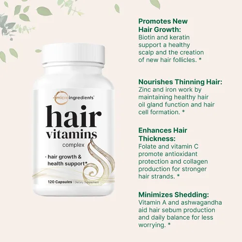 Vista 8 de Micro Ingredients Paquete de cápsulas complejas de proteína de colágeno múltiple de 2 libras y vitaminas para el cabello Péptidos de colágeno