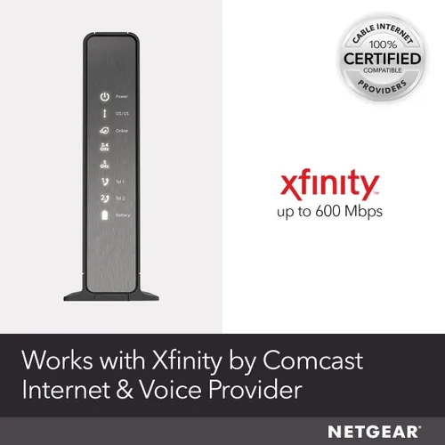 Vista 3 de Modem router con cable, de Netgear, Nighthawk AC1900 (24 x 8) DOCSIS 3.0, ideal para Xfinity Internet y Voice (C7100V), Negro