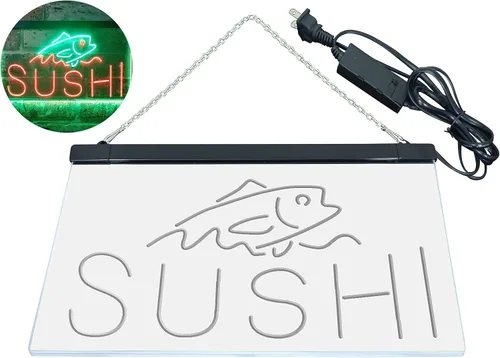 Vista 43 de ADVPRO Sushi Fish Sashimi Restaurant - Letrero de neón LED de doble color, azul y rojo, 12 x 8.5 pulgadas, st6s32-i3334-br