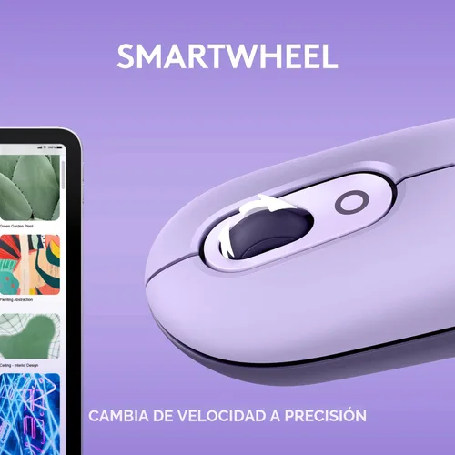 Vista 7 de Logitech POP Mouse, ratón inalámbrico con emojis personalizables, tecnología SilentTouch, desplazamiento de precisión/velocidad, diseño compacto