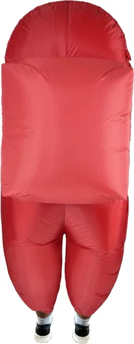Vista 4 de Disfraz inflable de matador de tripulación de impostor rojo para adultos, Rojo