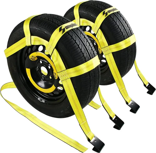 Vista 8 de Correas de cesta de remolque con gancho plano para neumáticos de coche de 14 pulgadas, 15 pulgadas, 16 pulgadas
