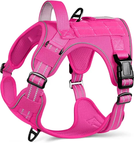 Vista 39 de rabbitgoo - Arnés para perros pequeño sin tirones, chaleco táctico de servicio con Molle y asa de control, arnés militar ajustable y reflectante