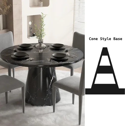 Vista 3 de Mesa de comedor W, tapa de piedra de ingeniería